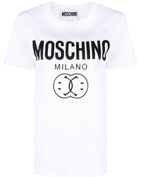 Moschino T-Shirt mit Smiley-Print - Weiß