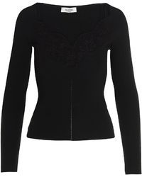 Sweat Valentino Pour Femme Taille XS - Noir, Col Montant, Manches Longues Motif Floral