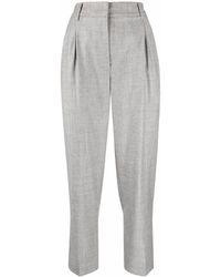 Brunello Cucinelli Cropped Tapered-leg Pants - Gray