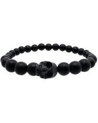 Alexander McQueen Black Skull Bracelet In Resin Made Of Beads Of Different Sizes With Skull.