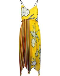Pinko Pleated Midi Dress - Yellow