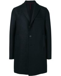 Harris Wharf London Wolle Wolle mantel in Blau für Herren Herren Bekleidung Mäntel Lange Mäntel und Wintermäntel 
