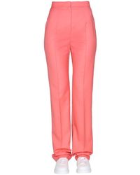 Damen Bekleidung Hosen und Chinos Hose mit gerader Passform Alexander McQueen Wolle Andere materialien hose in Pink 