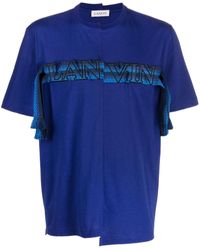 Lanvin Baumwolle T-Shirt mit Logo-Stickerei in Blau für Herren Herren Bekleidung Pullover und Strickware Ärmellose Pullover 