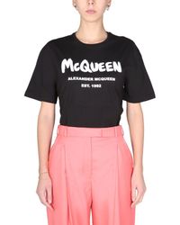 Damen Bekleidung Oberteile T-Shirts Alexander McQueen Baumwolle Andere materialien t-shirt in Schwarz 