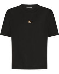 Dolce & Gabbana T-Shirt mit Logo-Schild - Schwarz