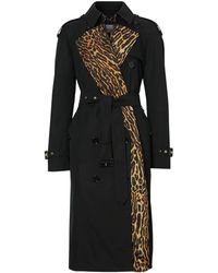 Burberry Bridstow Leopard-print Cotton Trench Coat - Black