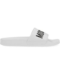 Moschino Pvc Slide Sandals With Logo - White