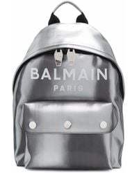 Balmain Tm0s115lled9ka Leather Backpack - Metallic