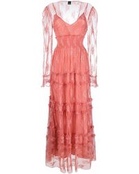 Pinko Floral-embroidered Tulle Evening Dress - Pink