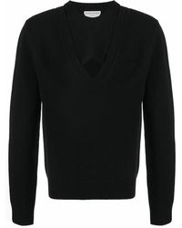 Bottega Veneta Wolle Pullover im Deconstructed-Look in Schwarz für Herren Herren Bekleidung Pullover und Strickware V-Ausschnitt Pullover 