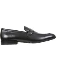 Ferragamo Loafers With Logo And Hooks - Black