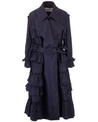 Valentino Blue Polyester Trench Coat