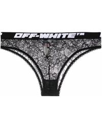Off-White c/o Virgil Abloh Doppelter Stringtanga Mit Helvetica-logo in Schwarz Damen Bekleidung Dessous Höschen und Unterwäsche 