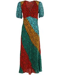 RIXO London Amber Giraffe Multi Dress - Green