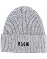 MSGM Mütze mit Logo-Stickerei - Grau