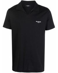 Balmain T-Shirt mit offenem Kragen - Schwarz