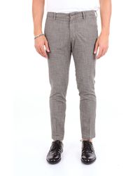 Michael Coal Grey Cotton Trousers - Gray