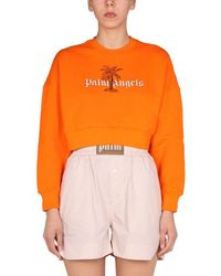 Palm Angels Baumwolle Andere materialien sweatshirt in Orange Training und Fitnesskleidung Sweatshirts Damen Bekleidung Sport- 