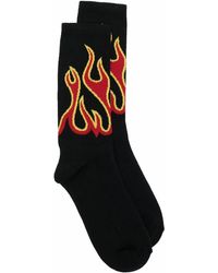 Palm Angels Intarsien-Socken mit Flammen - Schwarz