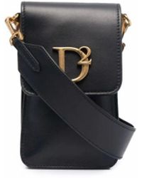 DSquared² Logo-plaque Leather Crossbody Bag - Black
