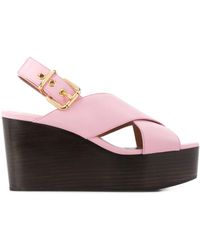 Marni PINK LEDER WEDGES