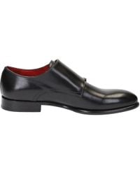 Leonardo Shoes Black Leather Monk Strap Shoes
