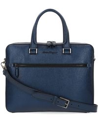 Ferragamo Blue Leather Briefcase