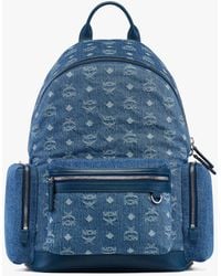MCM - Stark Backpack In Monogram Denim Jacquard - Lyst
