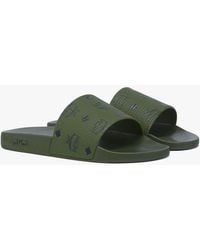 MCM - Monogram Print Rubber Slides - Lyst