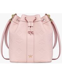 MCM - Dessau Drawstring Bag In Maxi Monogram Leather - Lyst