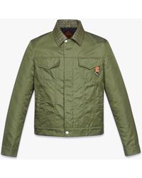 MCM - Jacket In Econyl And Monogram Print Leather - Lyst