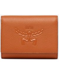 MCM - Himmel Trifold Wallet In Embossed Logo Leather - Lyst