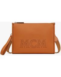 MCM Color Splash Logo Crossbody Small in Orange for Men