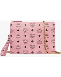 MCM - Wristlet Standing Pouch With Chain Strap In Visetos - Lyst