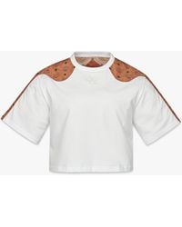 MCM - Laurel Cropped T-shirt In Organic Cotton And Monogram Econyl - Lyst