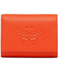 MCM - Himmel Trifold Wallet In Embossed Logo Leather - Lyst