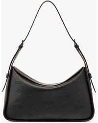 MCM - Aren Flap Hobo Bag In Embossed Monogram Leather - Lyst