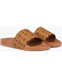 MCM - Monogram Logo Print Slide Sandals - Lyst