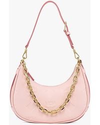 MCM - Aren Crescent Hobo Bag In Maxi Monogram Leather - Lyst