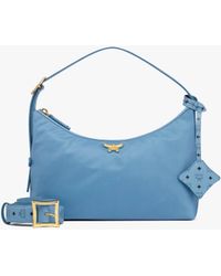 MCM - Aren Hobo In Recycled Nylon And Monogram Print Leather - Lyst