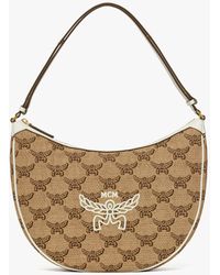 MCM - Himmel Ascending Moon Hobo In Lauretos Raffia Jacquard - Lyst