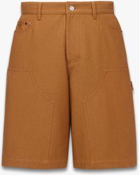 MCM - Shorts In Cotton Twill And Monogram Print Leather - Lyst
