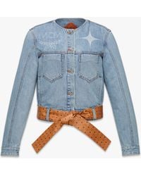 MCM - Constellation Denim Jacket With Monogram Leather Belt - Lyst