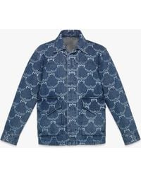 MCM Bomber Jacket In Lauretos Denim Jacquard in Grey for Men | Lyst UK