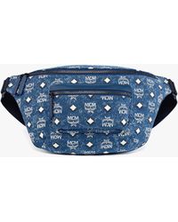 MCM Fursten Belt Bag White Visetos Medium T Blue in Coated Canvas with  Silver-tone - US