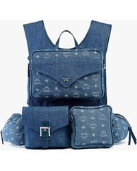 MCM - Aren Multi-backpack In Monogram Denim Jacquard - Lyst