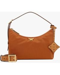 MCM - Aren Hobo In Recycled Nylon And Monogram Print Leather - Lyst