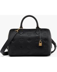 MCM - Ella Boston Bag In Maxi Monogram Leather - Lyst