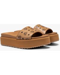 MCM Athela Platform Slide Sandals - Brown